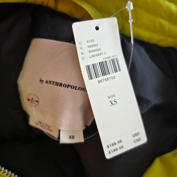 NWT Anthropologie Cropped Hooded Puffer Coat, Size XS - Picture 10 of 14